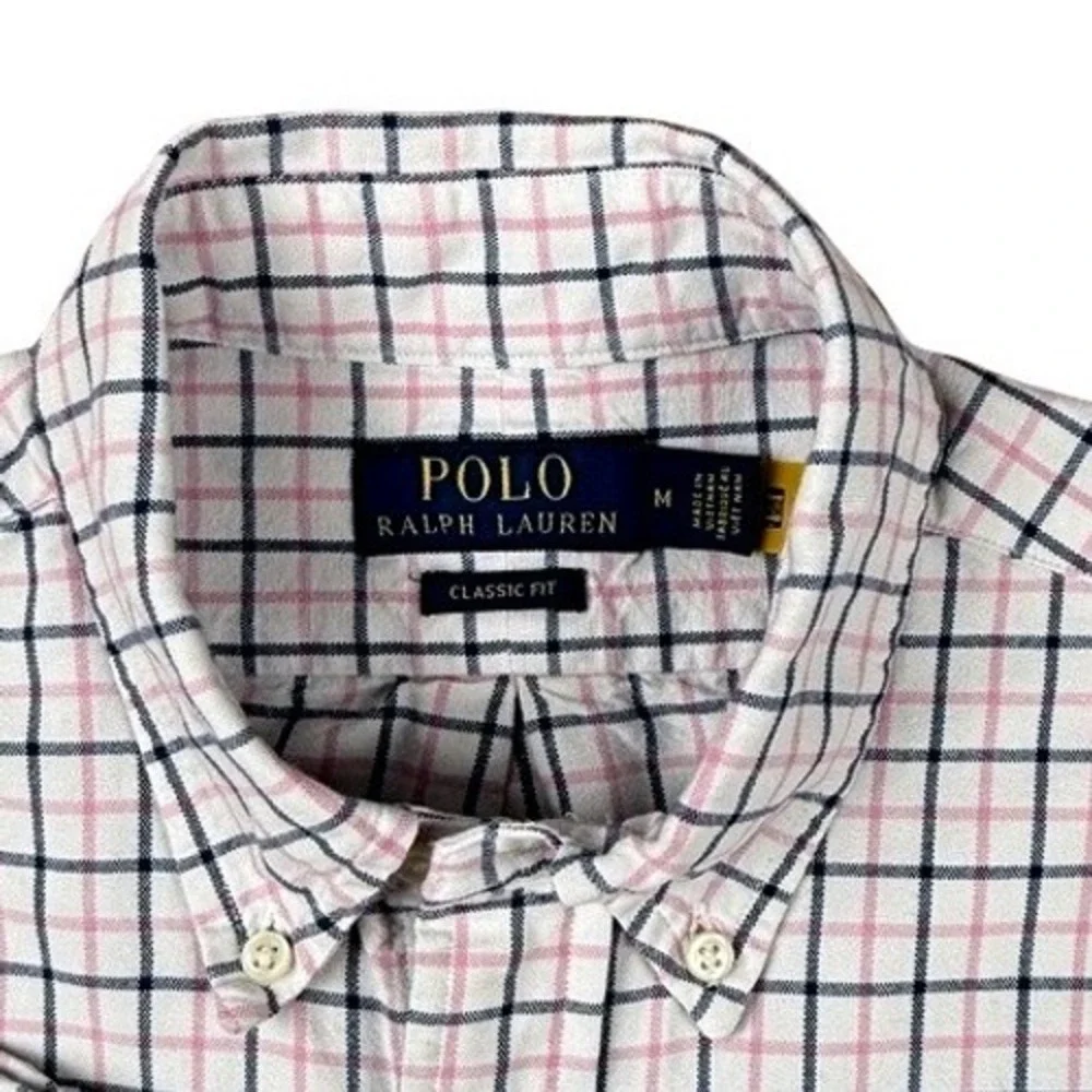 Polo Ralph Lauren Mens Classic Fit Pink Navy Tattersall Check Shirt M